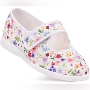 Cosyfeet Margaret Floral Mary Jane Slipper Shoes UK 7 US 9 Extra Wide